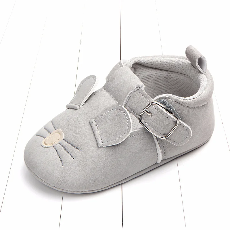 Милая детская обувь для девочек; мягкие мокасины; весенние кроссовки с рисунком кота для маленьких девочек; обувь для новорожденных мальчиков; обувь для малышей - Цвет: Light grey rat