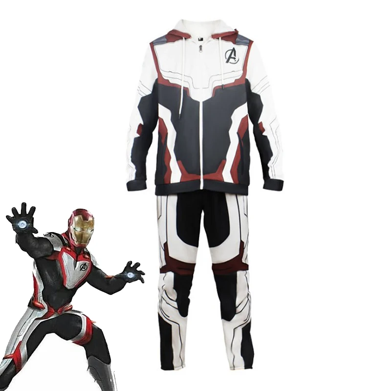 Avengers Endgame Quantum Realm Cosplay Costume Superhero Captain America Iron Man Black Widow Hoodie Sweater Coat Jacket +Pants