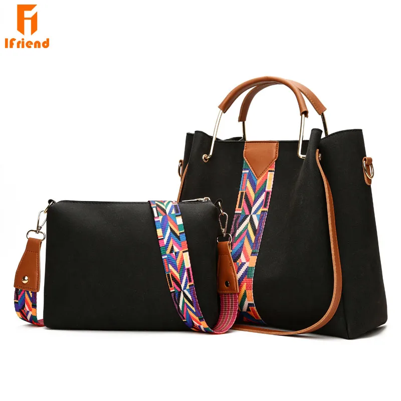 

PU Large Female Shoulder Bag Fashion Ladies Tote Bag High Quality Crossbady Messenger Bag 2 Stes Women Day Handbag And Purses