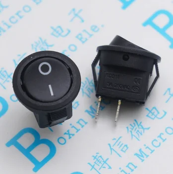 

10pcs 15mm Small Round Black 2-Pin 2-Files 3A/250V 6A/125V Rocker Switch Seesaw Power Switch Free shipping
