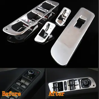 

Auto Chrome ABS Window Mirror Switch Control Button Trim Cover Set For VW Tiguan 2013