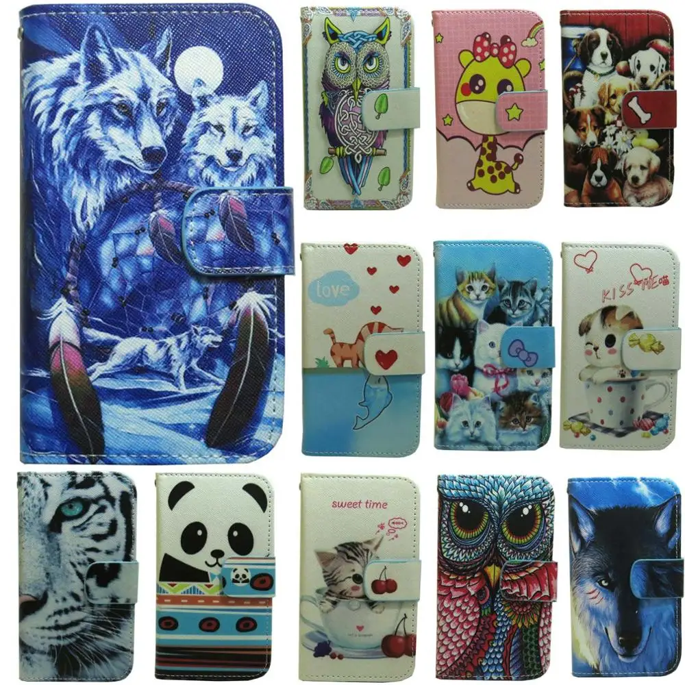 

1x Lion OWL Cat Dog Wolf Panda Rabbit Ladybug Deer Tiger Wallet Flip case for Huawei Y6 Pro Y7 Y9 2017 2018 Y550 Y530 Y625 Y635