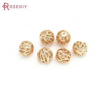 

10PCS 8MM 24K Champagne Gold Color Plated Brass Spacer Beads Bracelet Beads High Quality Diy Jewelry Accessories