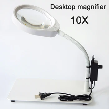 

New Magnifying Desk Table Handheld Lamp 10X Magnifier 125mm With 48 LED Lighting,Table Magnifier for Motherboard repair