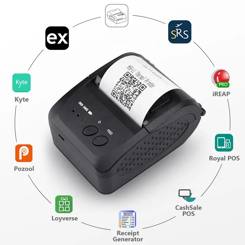 Portable Mini Bluetooth Printer Thermal Receipt Printer Pocket Ticket Machine For Mobile Phone Android iOS PC 58mm