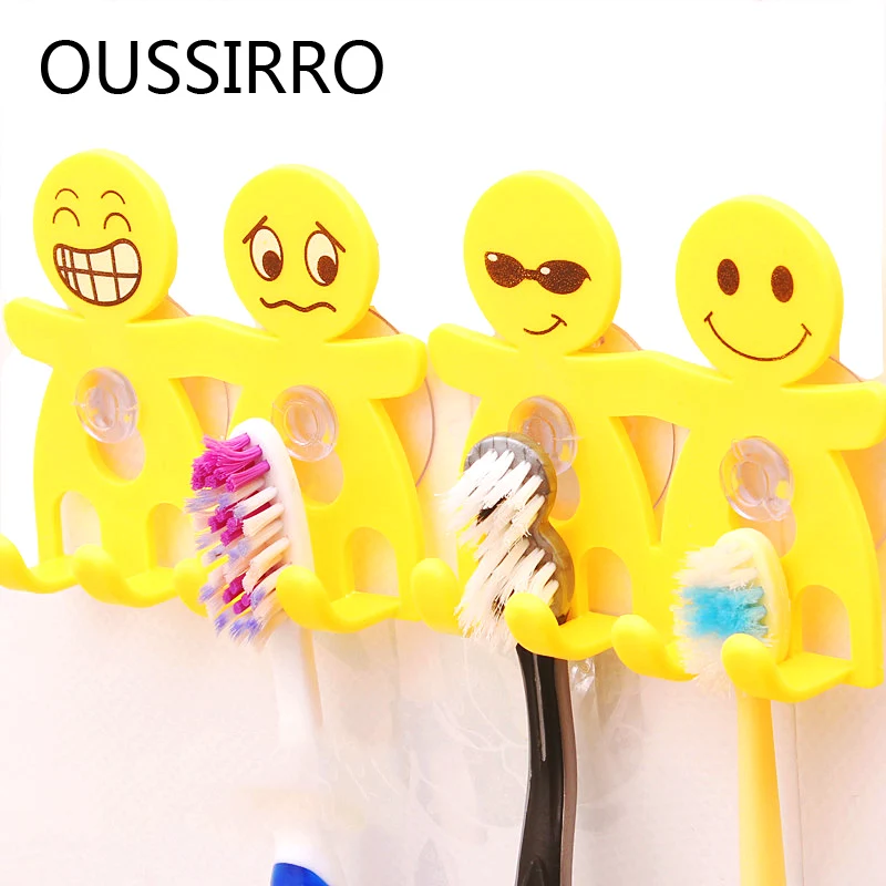 

Cartoon Suction Hooks 3 Positions Tooth Brush Holder Bathroom Sets Cute Cartoon Sucker Toothbrush Holder Bathroom Accessories