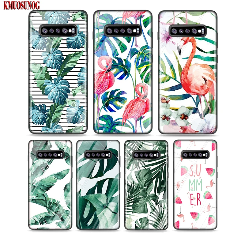 

Black Silicone Case Leaf Cactus Plants Fashion for Samsung Galaxy Note 10 9 8 Pro M30 M20 S10E S10 5G S9 S8 S7 Plus Cover