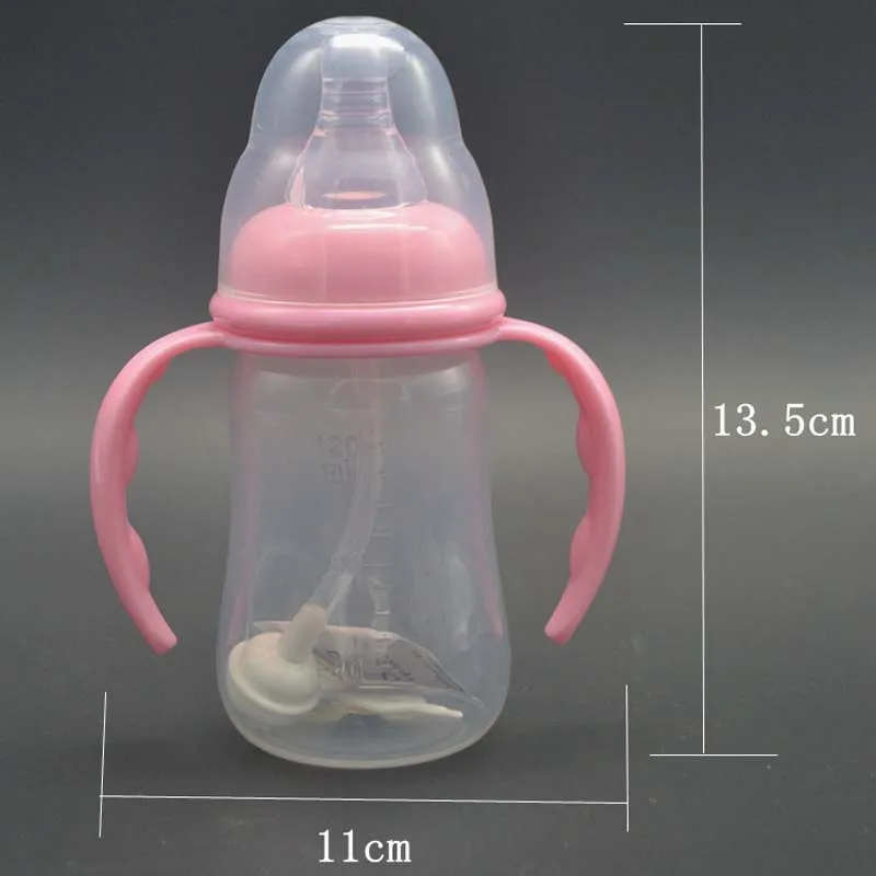 Красивая Детская Бутылочка для новорожденных, чашка для детей, для кормления питья, бутылка с ручкой, детские соломенные бутылки для сока и воды, 120 мл, 1 шт