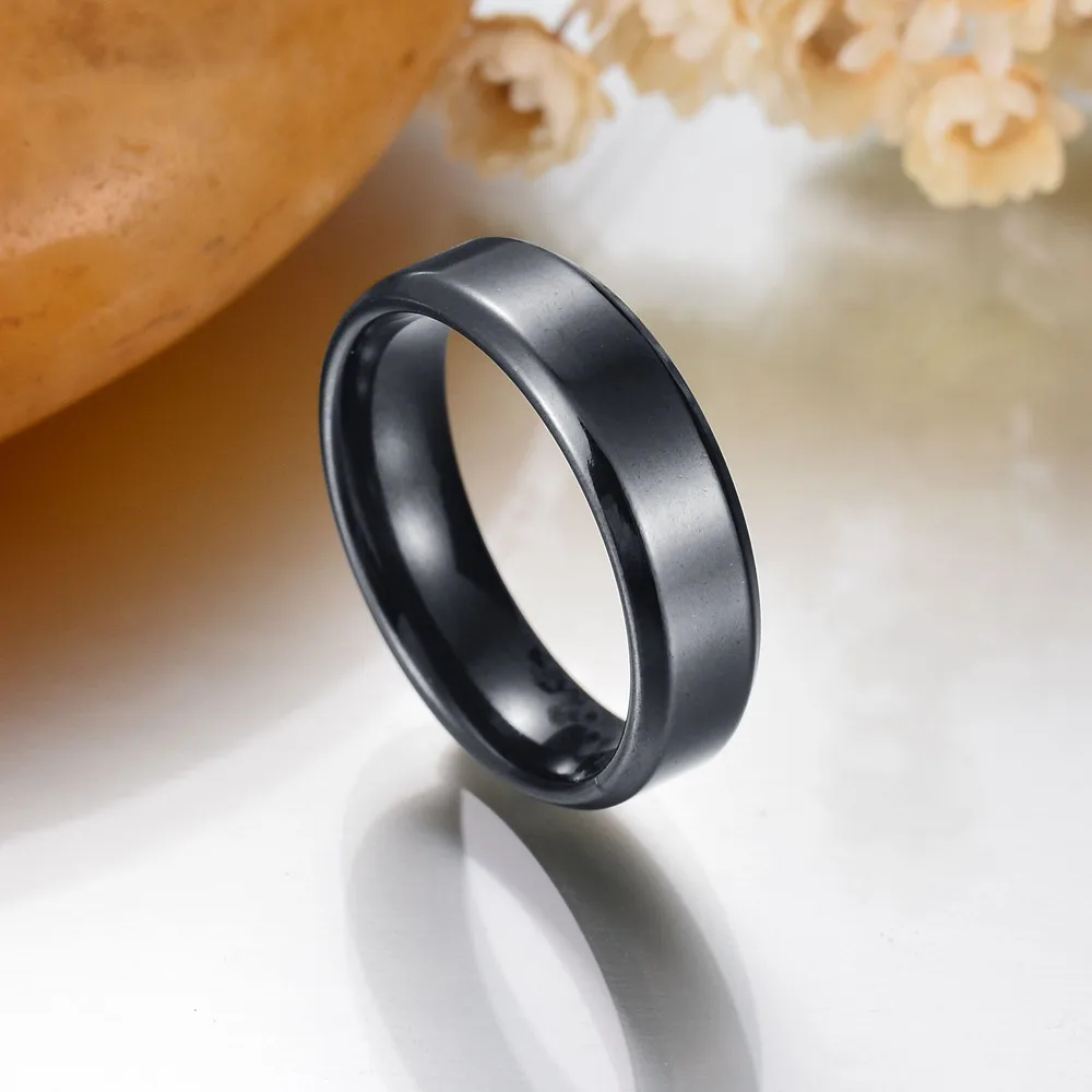 MeMolissa, на счастье, черное/серебряное, для женщин и мужчин, полированное кольцо из нержавеющей стали, ювелирное изделие, обручальное кольцо, подарок на день Святого Валентина - Цвет основного камня: 6MM Gold