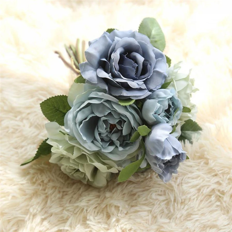  Artificial Fake Flowers Rose Bouquet Floral Wedding Bouquet Party Home Decor Waterproof beautiful Decor hot sale C0309#30      05