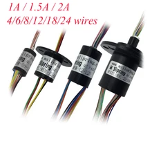 Free Shipping Conductive Slip Ring 4/6/8/12/18/24 Wires 1/1.5/2A Diameter 8.5/12.5/15.5/22mm Low Current Slip Ring Spare Part free ship 300 rpm od 7 9mm miniature slip rings 6 circuits 2a max capsule slip ring 6 conductors rotary electrical collector