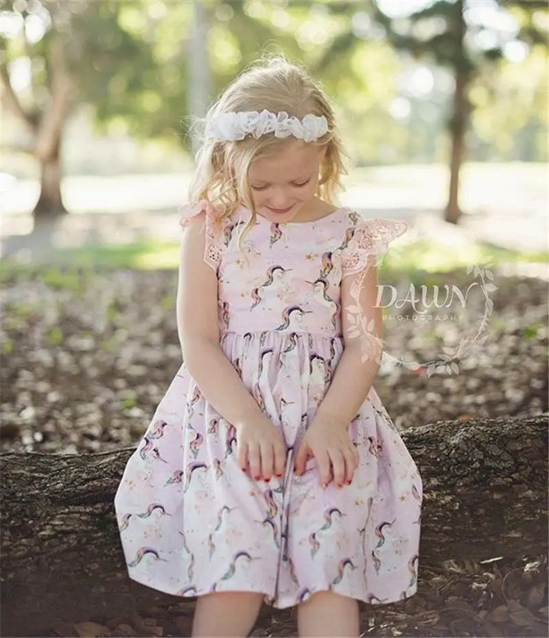 Kid Baby Girls Lace Cartoon Unicorn Party Pageant Tutu Dress Sundress Clothes pudcoco 2018 lovely autumn Dresses | Детская одежда и