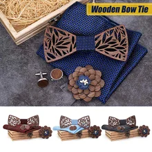 1 комплект винтажный деревянный галстук-бабочка галстук платок цветок броши булавка корсаж манжета ссылка рубашка аксессуары джентльмен подарок