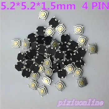 

G66Y High Quality 5.2*5.2*1.5mm 4 PIN 50pcs SMT Metal Tactile Push Button Switch Tact Switch Hot Sale 2017