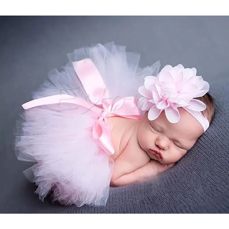 Милая мягкая юбка-пачка для новорожденных девочек и повязка на голову, наряд для фотосессии
