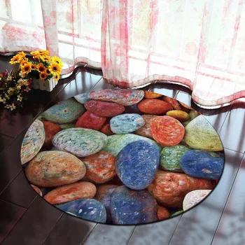 

Wall Clock Floral Printed Round Mat Parlor Hallway Carpet Computer Chair Mats Living Room Area Rugs Tatami Mat Baby Crawling Mat