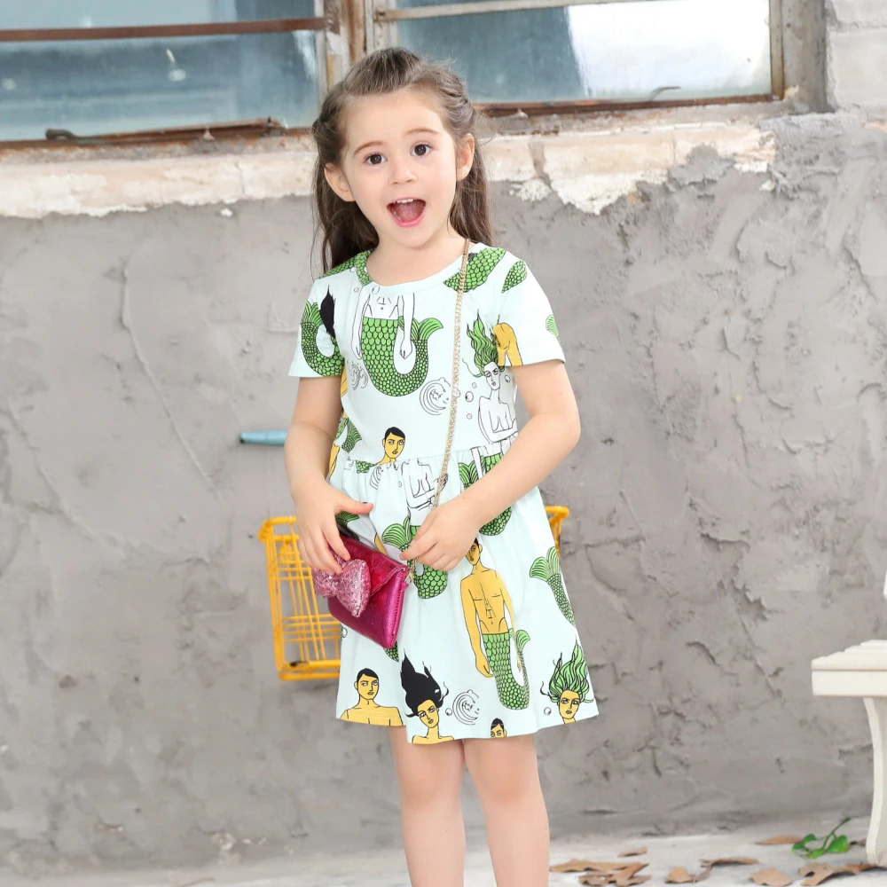 2018 girls print dress little girls dresses cotton summer baby girl ...