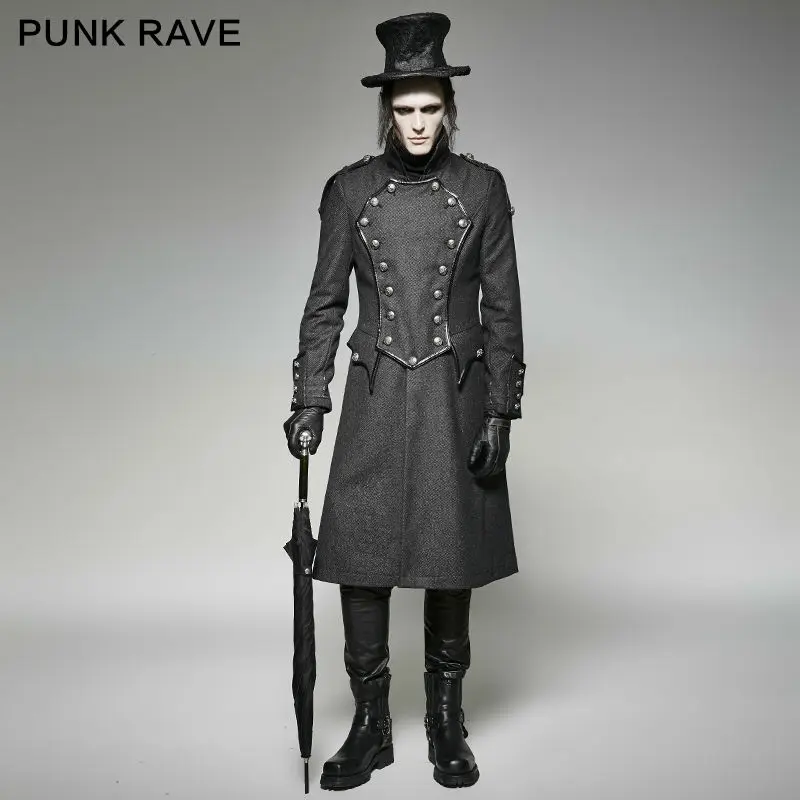 Punk Rave Mens Jackets and Coats Gothic Steampunk Coat Jacket Military Frock-coat Windbreaker Stage Performance Cosplay Costume