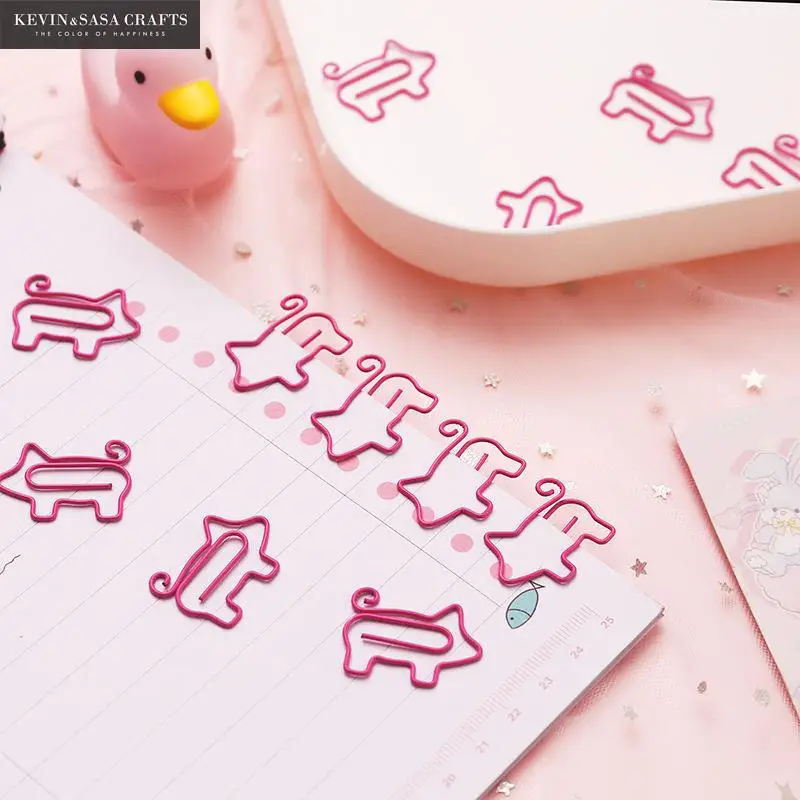 

10Pcs/Set Pig Clips Set Office Supplies Quality School Stationery for Students Office Accessories Clip Pink Bookmark Clips
