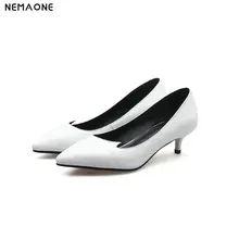 NEMAONE 2019 Fashion women pumps 4cm cow leather women shoes low heels pointed toe high quality office heels