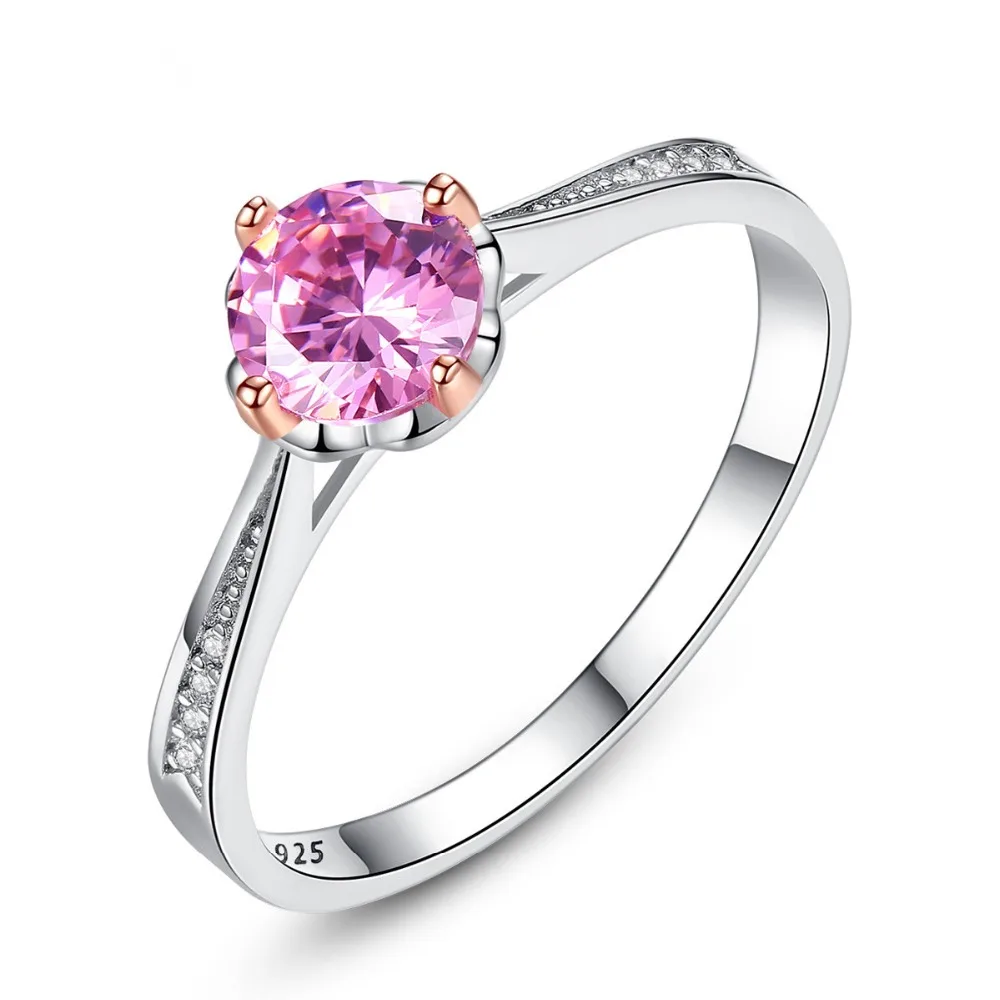 Fine Jewelry S925 Sterling Silver Ring Korean Fashion Wedding Pink/ Purple Zircon Rings Inlaid Chiffon Women's Wholesale | Украшения и