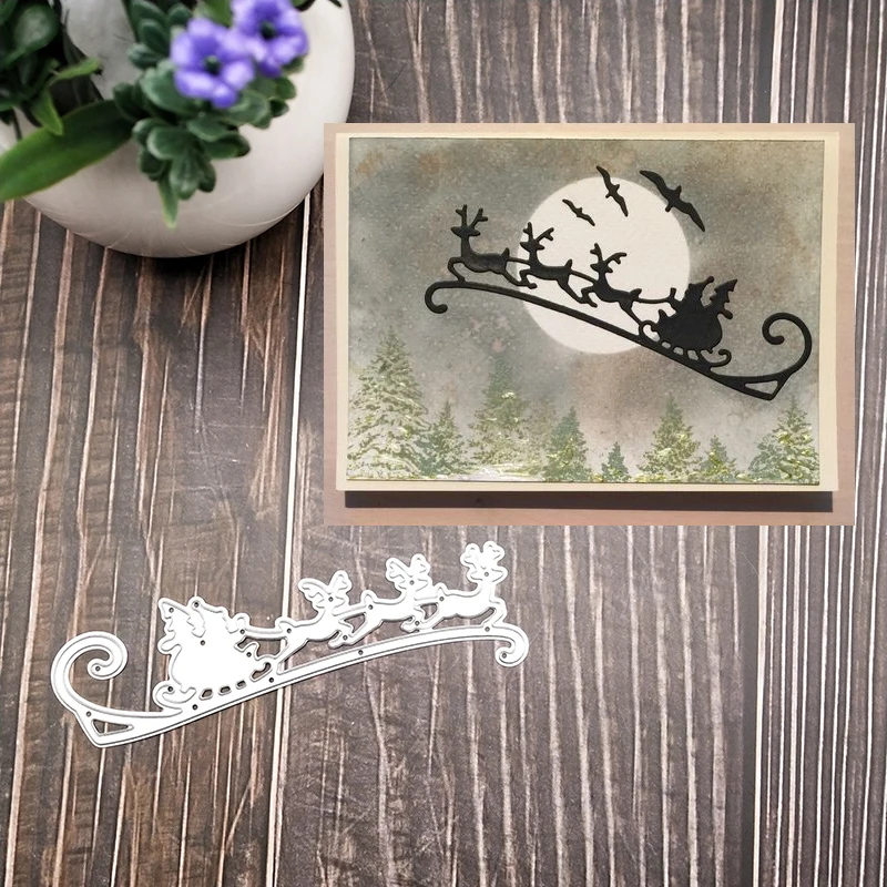 

Santa sleigh SliderReindeer Metal Cutting Dies for DIY Scrapbooking Photo Album Embossing Paper Cards Craft