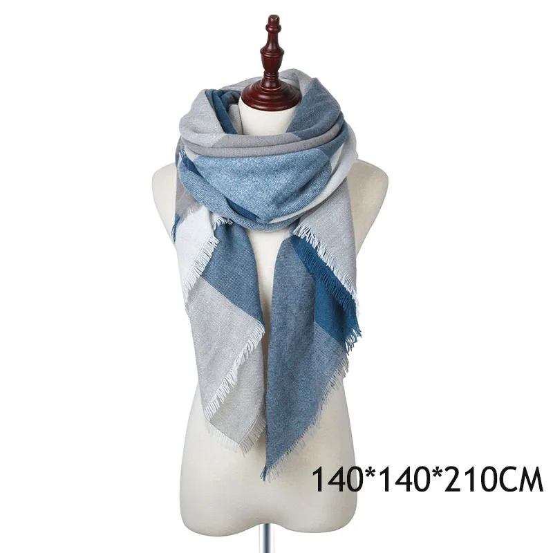 Зимний шарф женский треугольный клетчатый шарф женский обертка зимний теплый Мульти Стиль мягкие шарфы - Цвет: 23