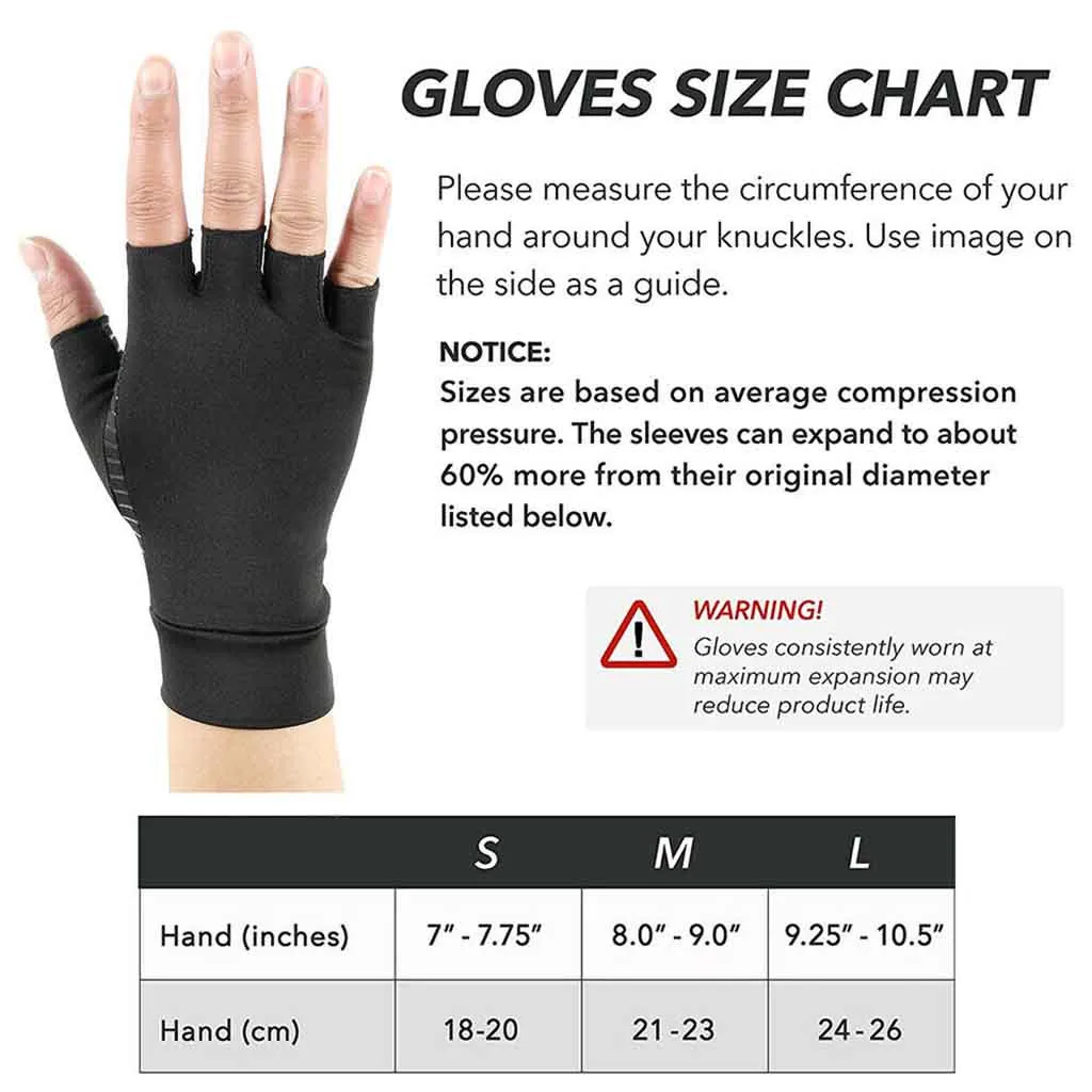 1Pair Arthritis Copper Compression Hand Gloves Fit Carpal Tunnel Hand Wrist Brace Support Highest Copper Content Alleviate