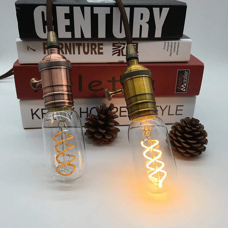 Flexível do Diodo Emissor de Luz Macio do Diodo Lâmpada de Filamento Pode Ser Escurecido Lâmpada T45 Edison Estilo Macio 4 w Espiral Retro Edison 6 High Quality led light bulb