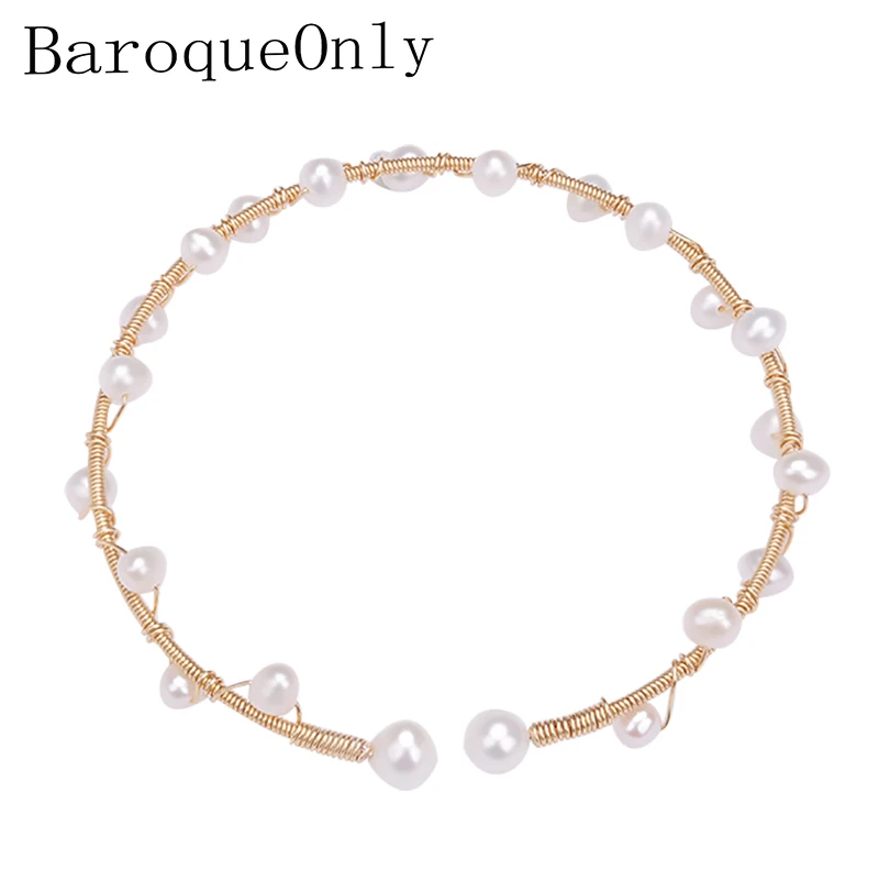 BaroqueOnly 14 K золотые металлические струны babysbreat жемчужный браслет ручной работы белый барокко пресноводный