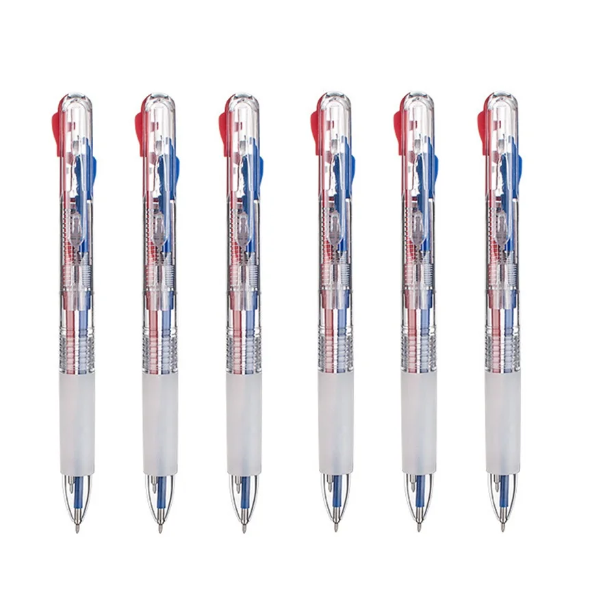 6 pcs Blue Red multi color pens for writing marker Transparent body 0.5mm ballpoint pen Stationery Office school supplies EB752 |