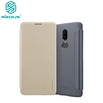 

10pcs/lot Wholesale NILLKIN Sparkle Leather Case for Oneplus 6 PU leather flip cover for One plus 6 With Retail Package