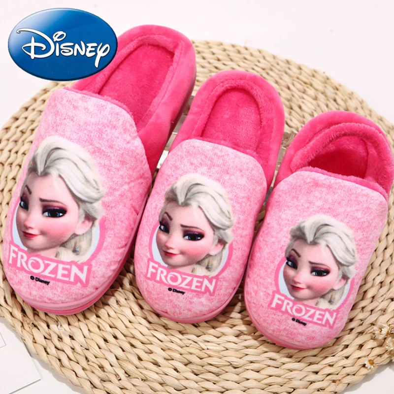 Disney/ детская хлопковая обувь с героями мультфильмов, тапочки для девочек «Холодное сердце», «Эльза», Новая Домашняя обувь, зимние теплые Нескользящие домашние мягкие тапочки для малышей