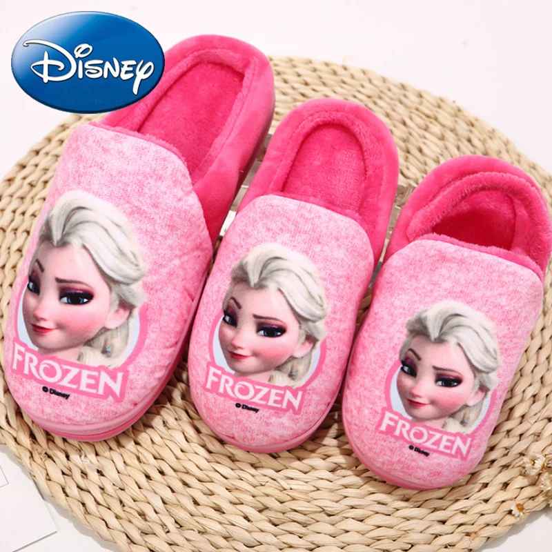 

Disney 2019 Cartoon Kids Cotton Shoes Slippers Girls Frozen Elsa New Home Shoes Winter Warm Non-slip Indoor Soft Baby Slipper