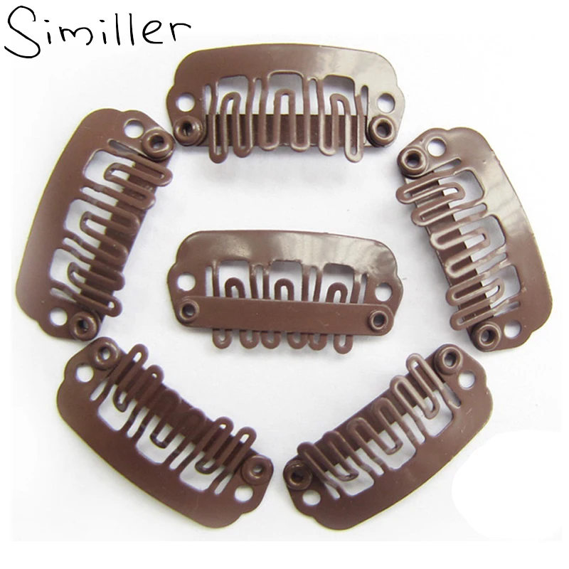 

Similler 100pcs/lot U Shape Snap Clips For Hair Extensions Tool With Silicone Back Wig Clips In Weave Wig Accessory 24mm
