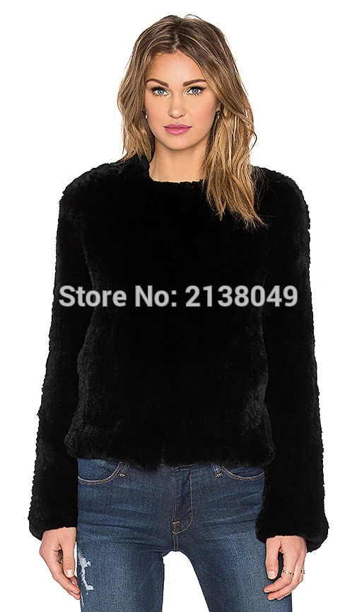 

SF0023 Winter Knitting Women Genuine Quality Real Rabbit Fur Coat
