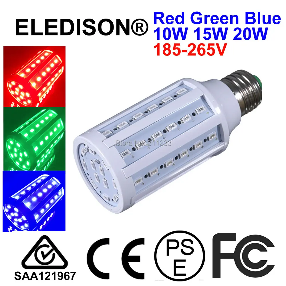 Светодиодная Шарообразная лампочка E27 B22 красная зеленая синяя RGB 20 Вт 220 В 110 12 24 36