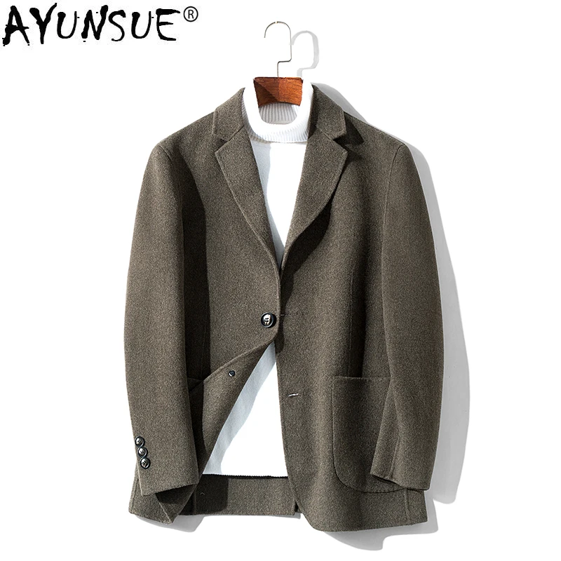 

AYUNSUE Spring Autumn Wool Coat Men Short Double-sided Male Jacket 2019 Korean Mens Coats and Jackets Casaco Masculino KJ1920