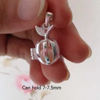 925 Silver Apple Style Pearl Gem Bead Locket Cage, Sterling Silver Pendant Mounting for DIY Bracelet Necklace Jewelry Charm 1