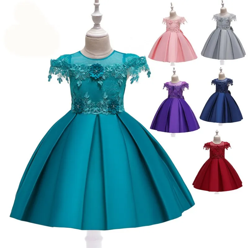 

Lace Petal Formal Wedding Gown Tutu Princess Dress 2 4 6 8 10 Years Flower Toddler Girls Custumes Kids Party For Girl Clothes