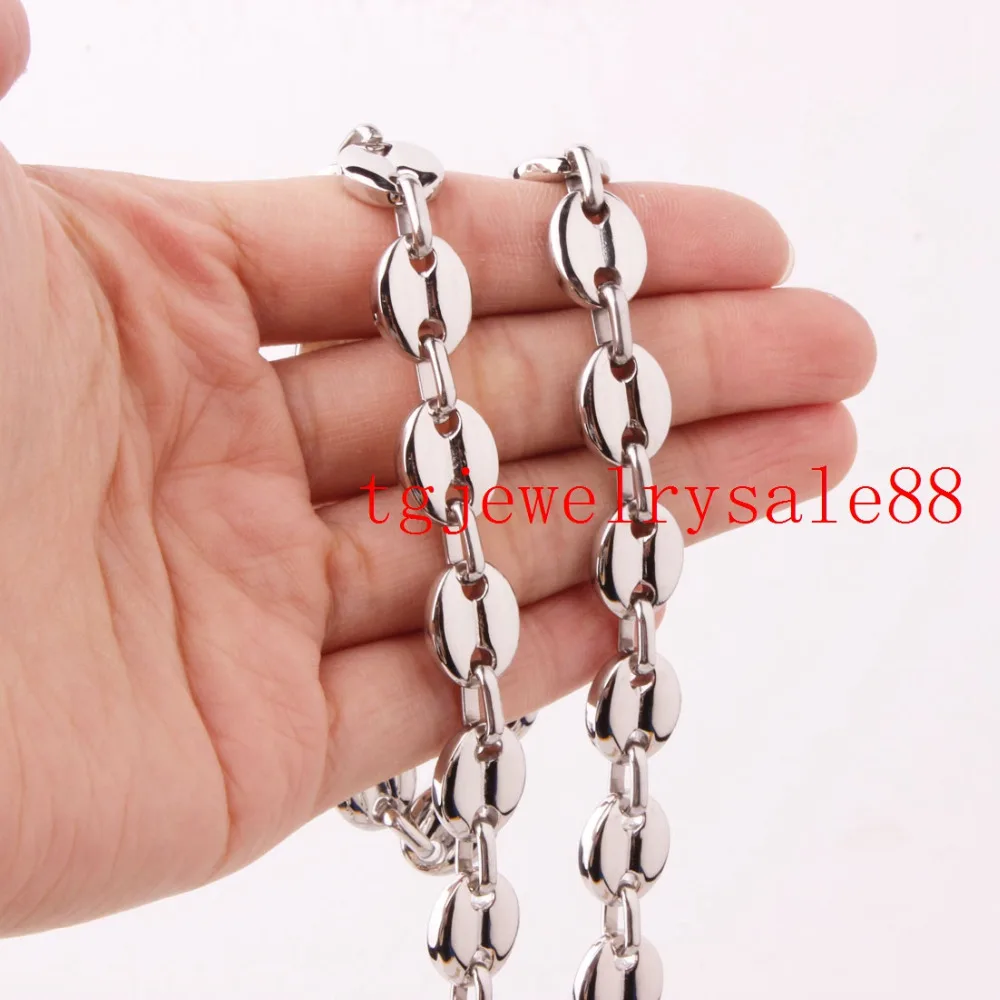 11mm Stainless Steel Coffee Beans Link Chain font b Bracelet b font Or Necklace font b