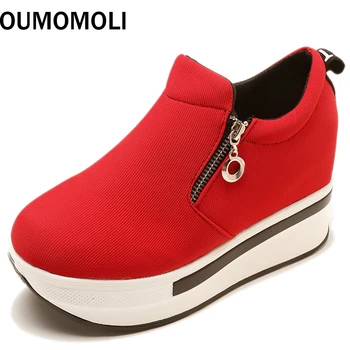 

Wedges Women Boots 2019 Autumn winter Platform Shoes Woman Creepers Slip On Ankle Boots Fashion Flats Casual Women Shoes A573