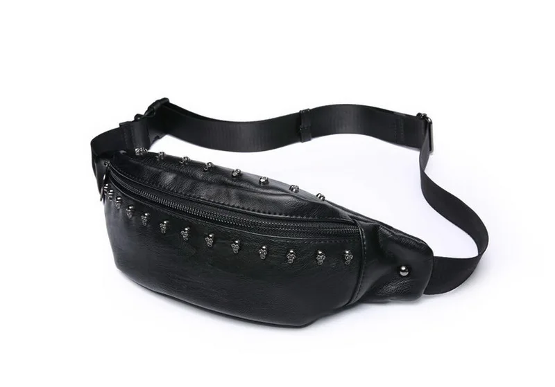 DAEYOTEN Роскошный дизайнерский ремень сумки в стиле панк с заклепками поясная сумка для женщин и мужчин поясная сумка кожаная черная нагрудная сумка Bumbag ZM0214