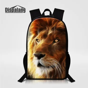 

Dispalang Animals Lion Leopard Wolf Fox Horse Printed School Bags Backpacks For Boys Mochila Children Cool Bookbags Mens Bagpack