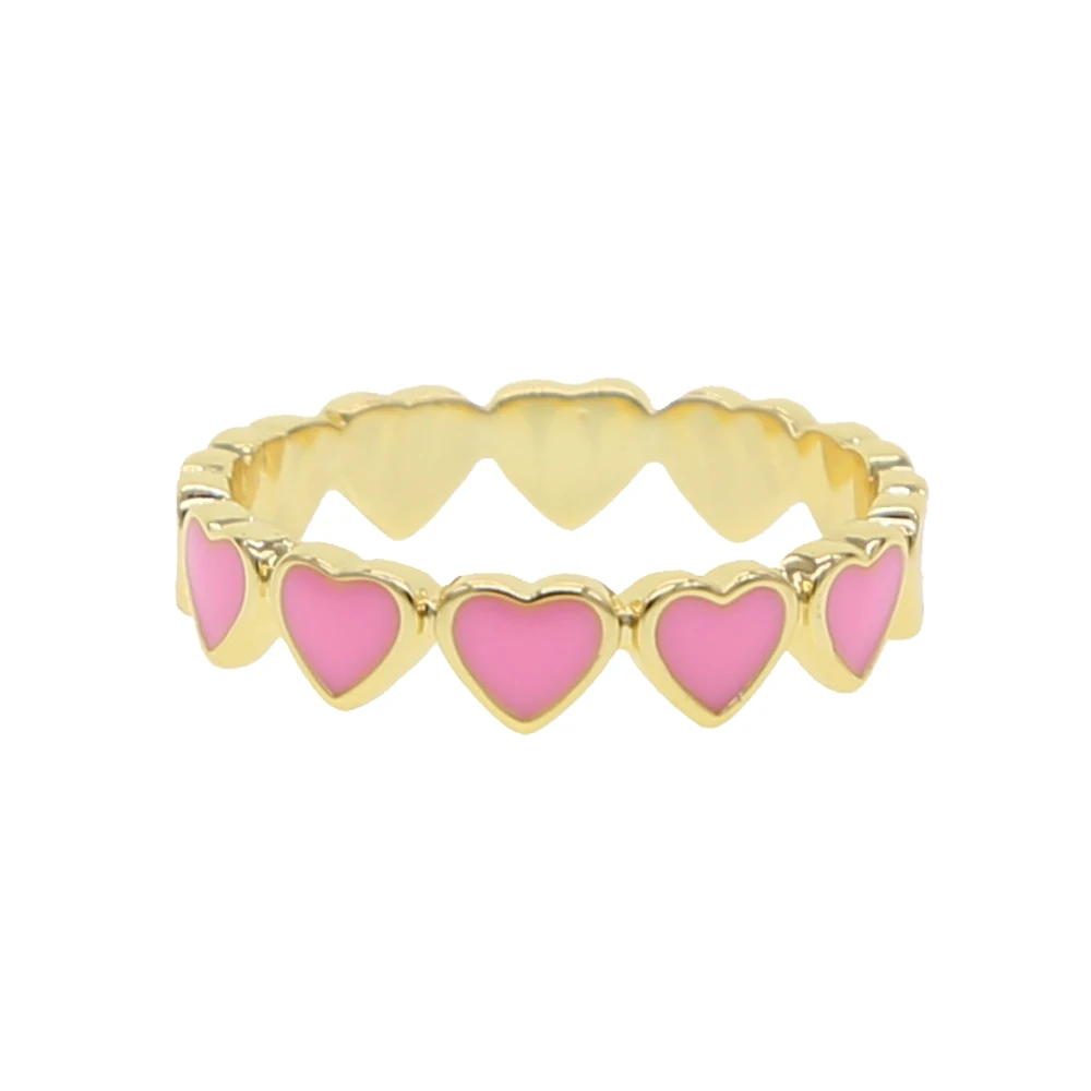 Эмалированное красочное кольцо в форме сердца,, Прямая поставка, модное ювелирное изделие, розовое, синее, красное звено в форме сердца, кольца в форме сердца - Цвет основного камня: Розовый