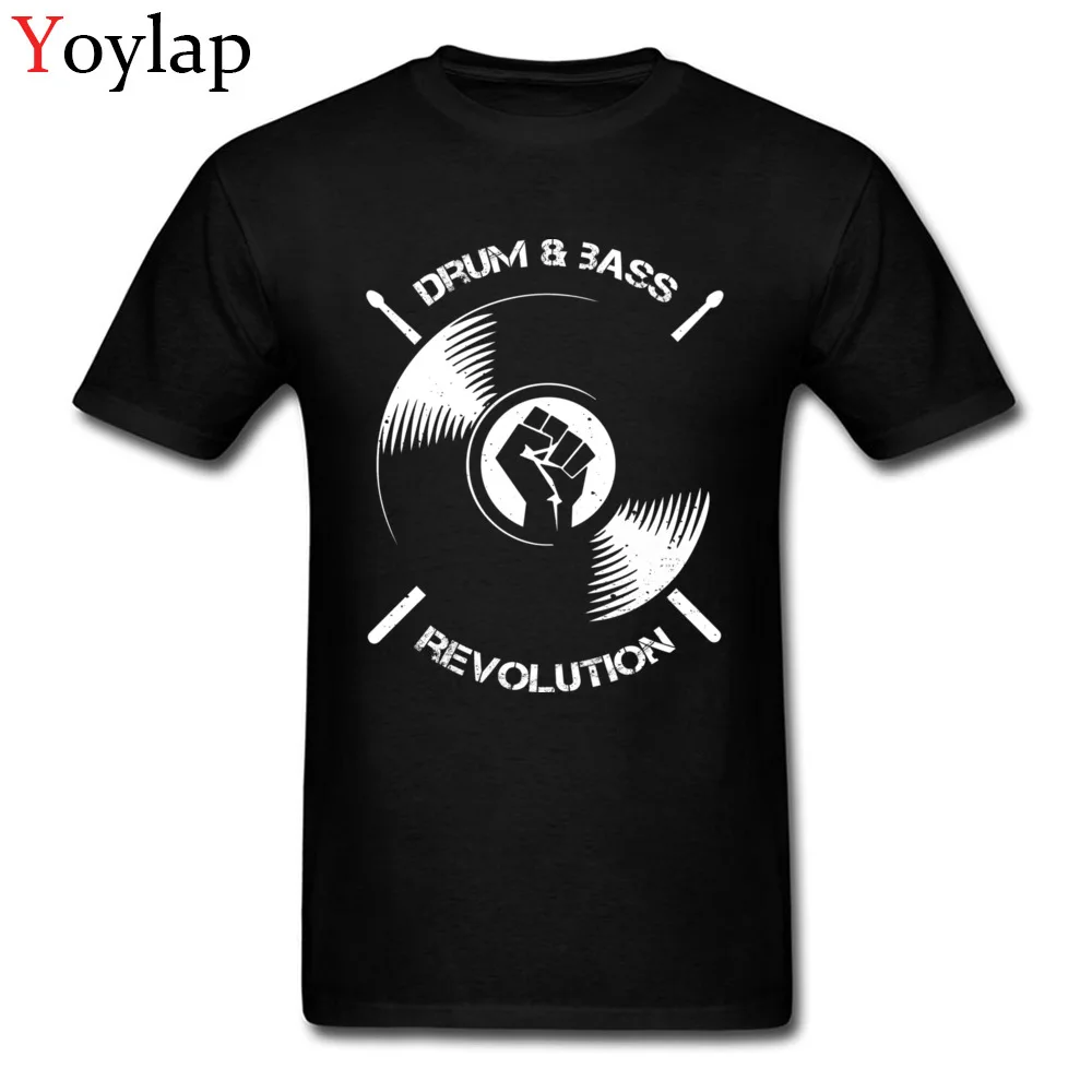 Casual Tops Shirt for Adult Slim Fit Fall O Neck Cotton Fabric Short Sleeve T-Shirt Drum And Bass Revolution Casual Tee Shirt black
