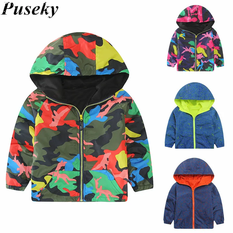 Puseky Fashion Cool Boy Kid Baby Fluorescent Camouflage Jacket Zipper
