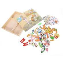 Горячая Распродажа, магнитный Забавный пазл, детская деревянная головоломка, доска, коробка, части, игры, мультфильм, Обучающие, рисование, детские игрушки для девочек