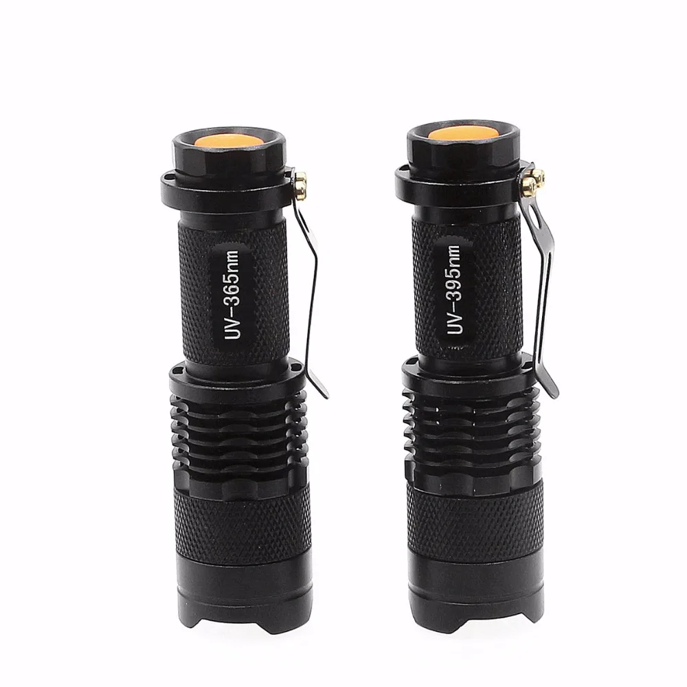 Zoomable UV светодиодный светильник вспышка 365nm 395nm Lanterna фонарь УФ черный лампа AA