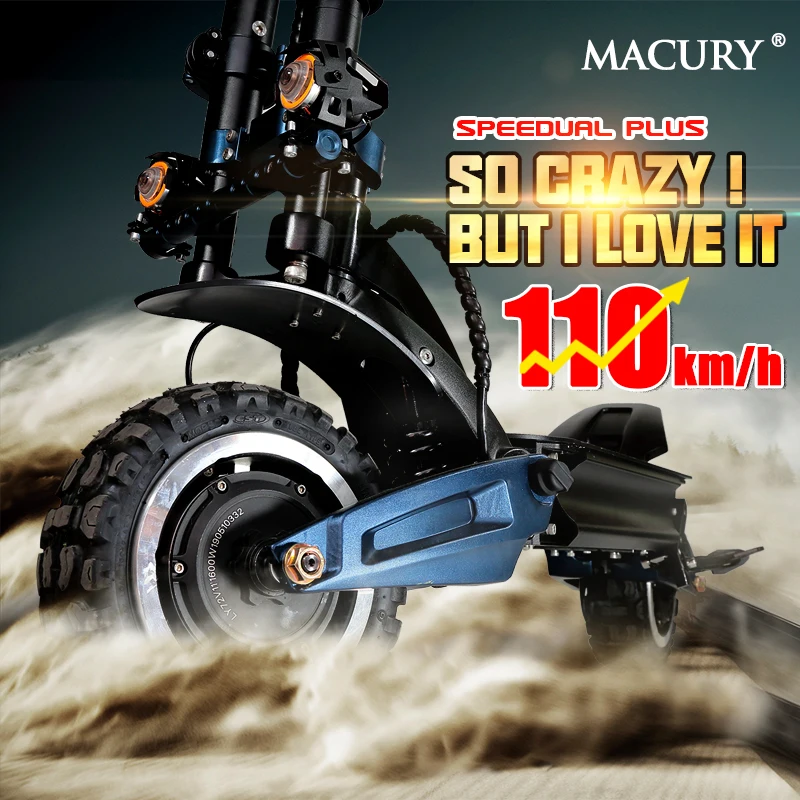 Macury Speedual Plus 11 дюймов двухмоторный электрический скутер ZERO 11X 72V внедорожный E 110